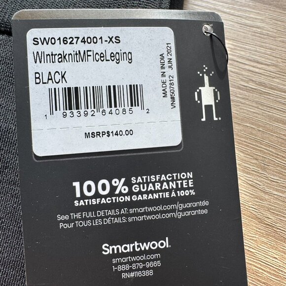 NWT Smartwool Intraknit Merino Sport Fleece Leggings Black Womens XS - Picture 6 of 9